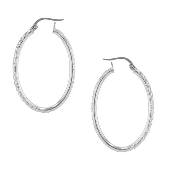 Sterling Oval Textured Hoop Earrings Charles Frederick Jewelers Chelmsford, MA