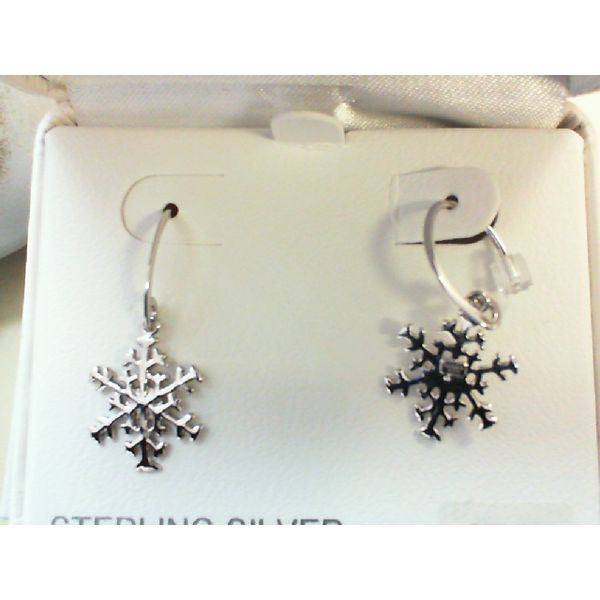 Sterling  Snowflake Earrings Image 2 Charles Frederick Jewelers Chelmsford, MA