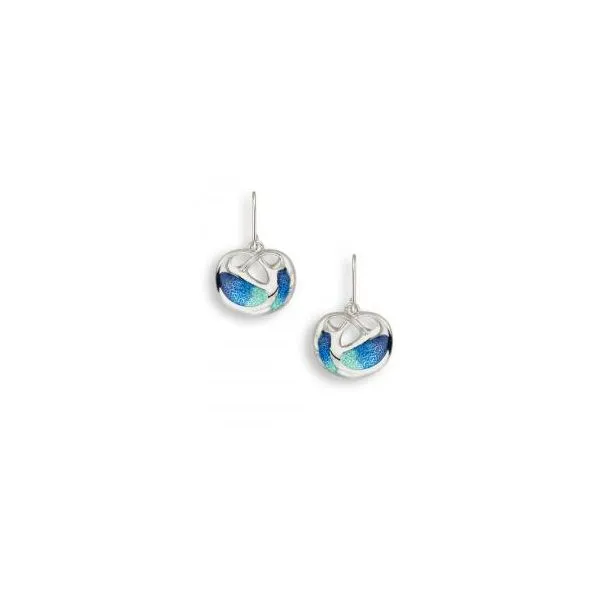 Turquoise Art Nouveau Wire Earrings.Sterling Silver