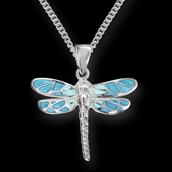 Blue Dragonfly Necklace. Sterling Silver Charles Frederick Jewelers Chelmsford, MA