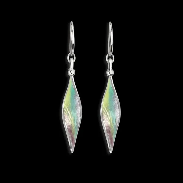 Multi Color Aurora Elongated Marquise Twist Wire Earrings