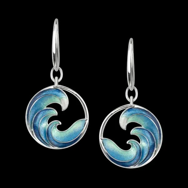 Turquoise Ocean Waves Wire Earrings