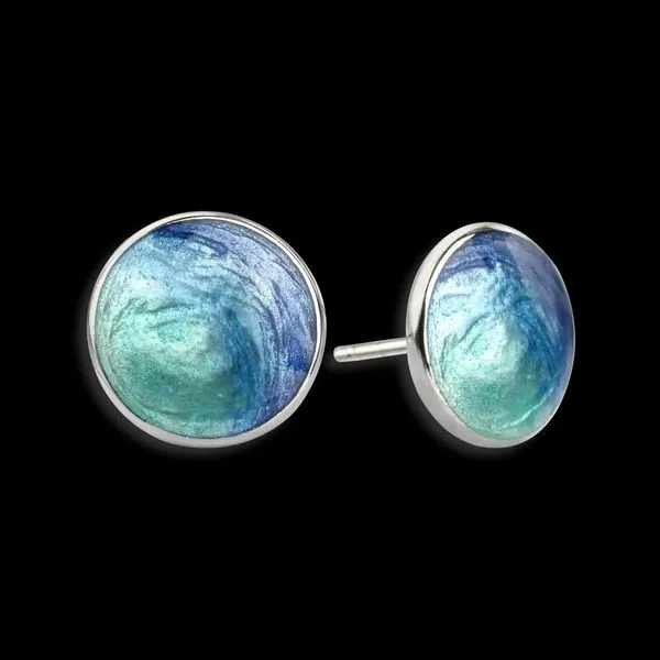 Blue Round Post Earrings Charles Frederick Jewelers Chelmsford, MA