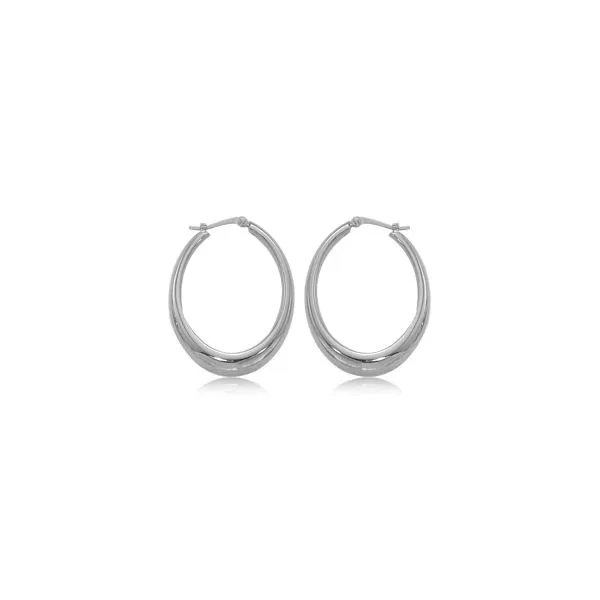 SS Modern Oval Hoop Earrings Charles Frederick Jewelers Chelmsford, MA