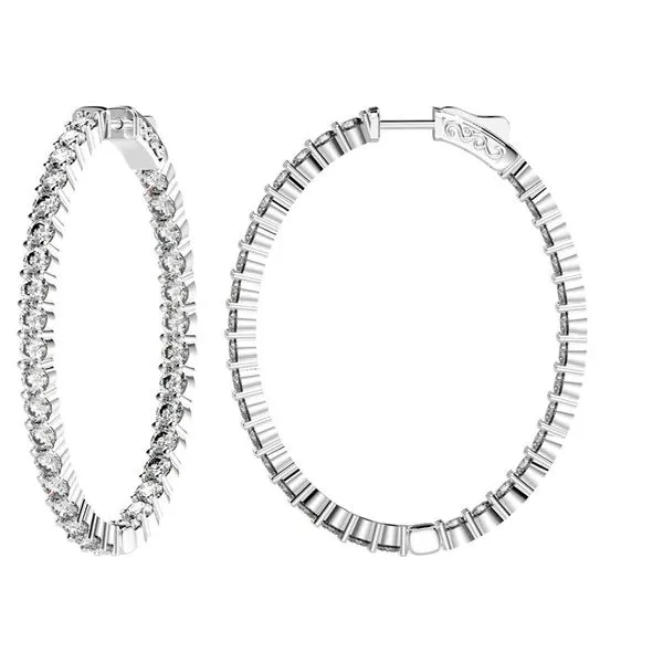 CZ Sterling Silver Oval Inside/Out Hoops Charles Frederick Jewelers Chelmsford, MA