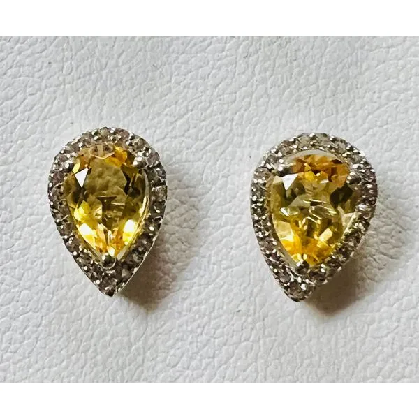 Sterling 1.23ctw Citrine And .22ctw Topaz Stud Earrings Charles Frederick Jewelers Chelmsford, MA