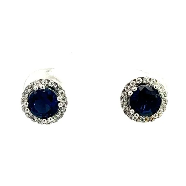 Sterling Created Sapphire And CZ Stud Earrings Charles Frederick Jewelers Chelmsford, MA