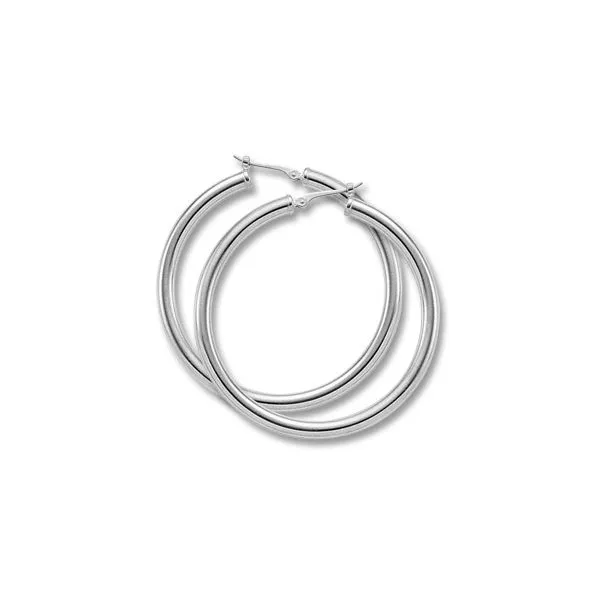 SS Large  3x40mm Tube Hoop Earrings Charles Frederick Jewelers Chelmsford, MA