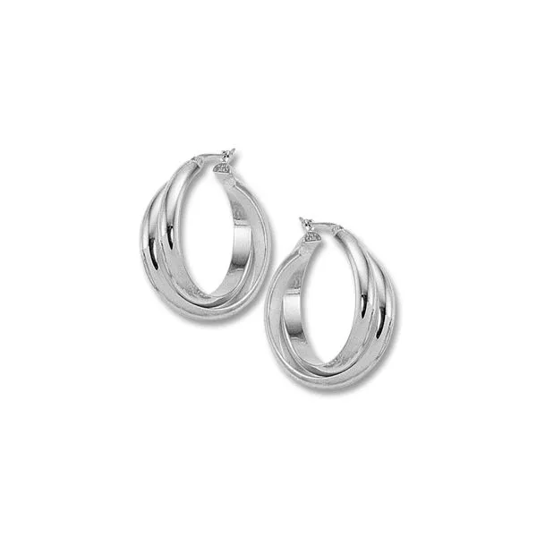 SS Medium Half Round Double Hoop Earrings Charles Frederick Jewelers Chelmsford, MA