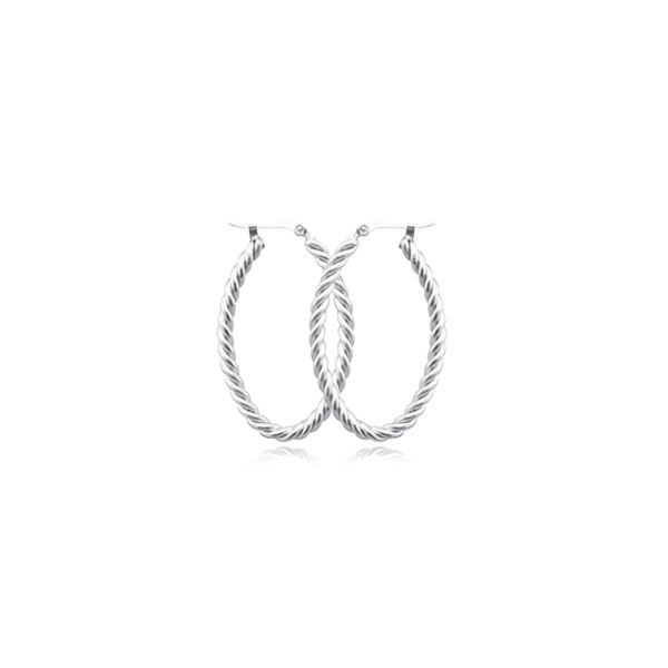 Sterling Medium Twisted Oval Hoop Earrings Charles Frederick Jewelers Chelmsford, MA