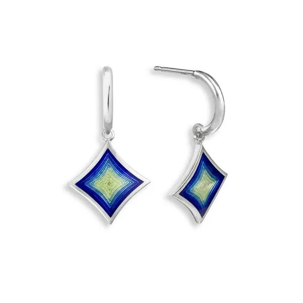 Sterling Rhodium Plated Turquoise Diamond Shaped Stud Earrings Charles Frederick Jewelers Chelmsford, MA