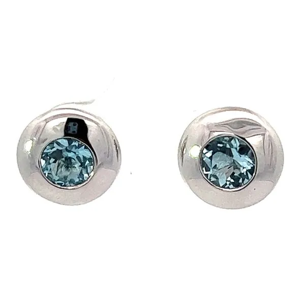 Sterling .96ctw Bezel Set Blue Topaz Stud Earrings Charles Frederick Jewelers Chelmsford, MA