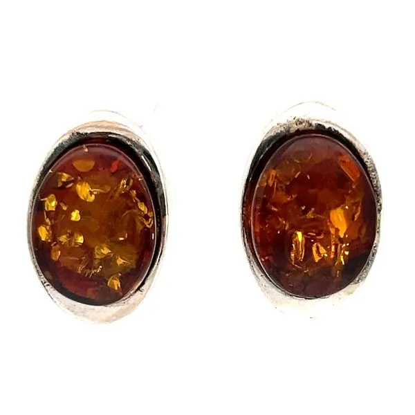 Sterling Large Amber Stud Earrings Charles Frederick Jewelers Chelmsford, MA