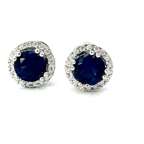 Sterling Silver Simulated Sapphire Earrings Image 2 Charles Frederick Jewelers Chelmsford, MA
