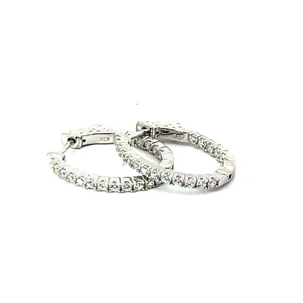 Sterling Silver Oval Hoop With Simulated Diamonds Charles Frederick Jewelers Chelmsford, MA