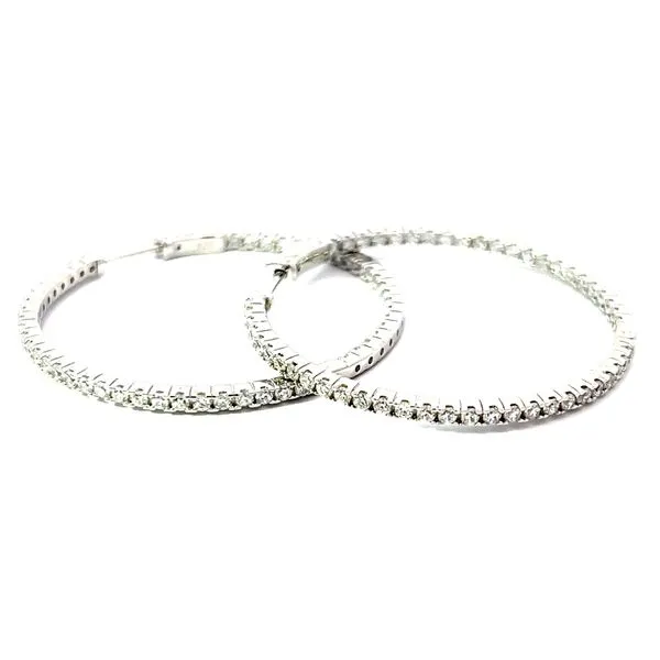 Sterling Silver Thin Inside Out Simulated Diamond Hoop Earrings Charles Frederick Jewelers Chelmsford, MA