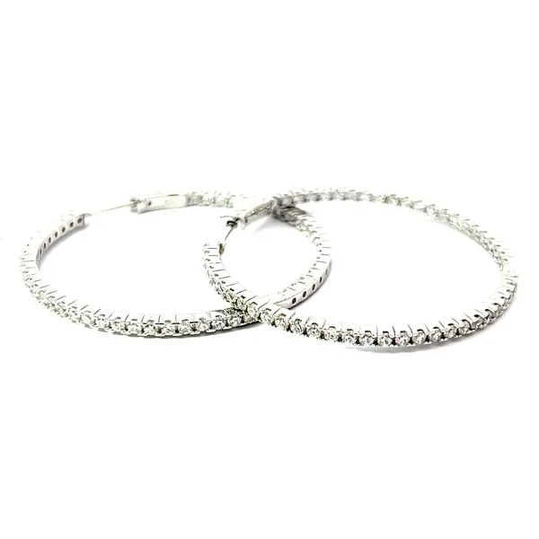 Sterling Silver X-Large Simulated Diamond Hoop Earrings Charles Frederick Jewelers Chelmsford, MA