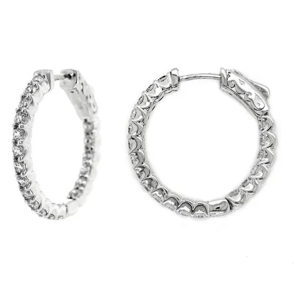 Sterling Silver Small Simulated Diamond Hoop Earrings Charles Frederick Jewelers Chelmsford, MA