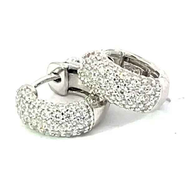 Sterling Silver and Simulated Diamond Pave Huggie Style Earrings Charles Frederick Jewelers Chelmsford, MA