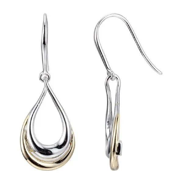 SS 2 Tone Dangle Earring Charles Frederick Jewelers Chelmsford, MA