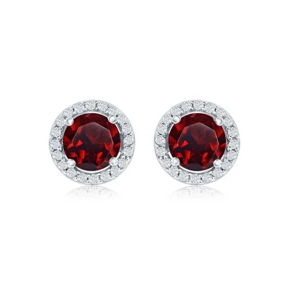 Sterling garnet and white topaz earring Charles Frederick Jewelers Chelmsford, MA