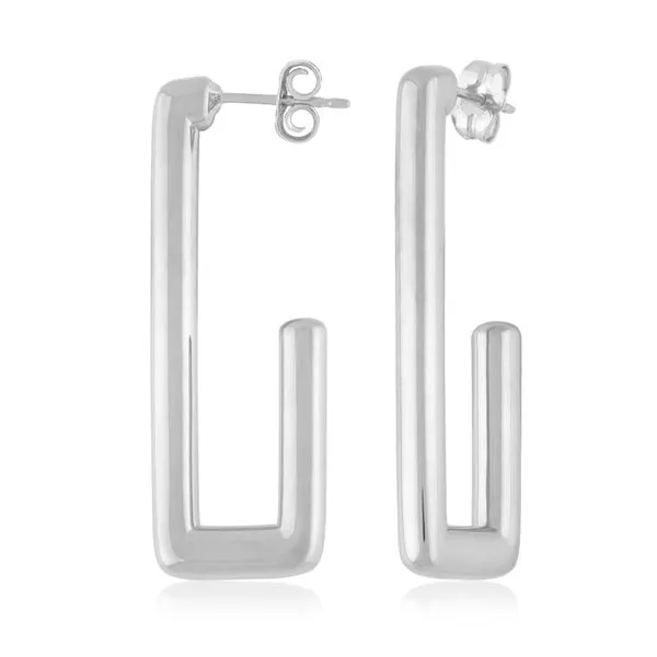 SS Rounded Rectangle J Hoop Charles Frederick Jewelers Chelmsford, MA