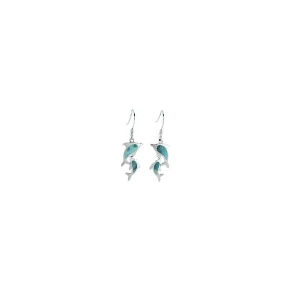 Larimar Double Dolphin Dangle Earrings Sterling Silver Charles Frederick Jewelers Chelmsford, MA
