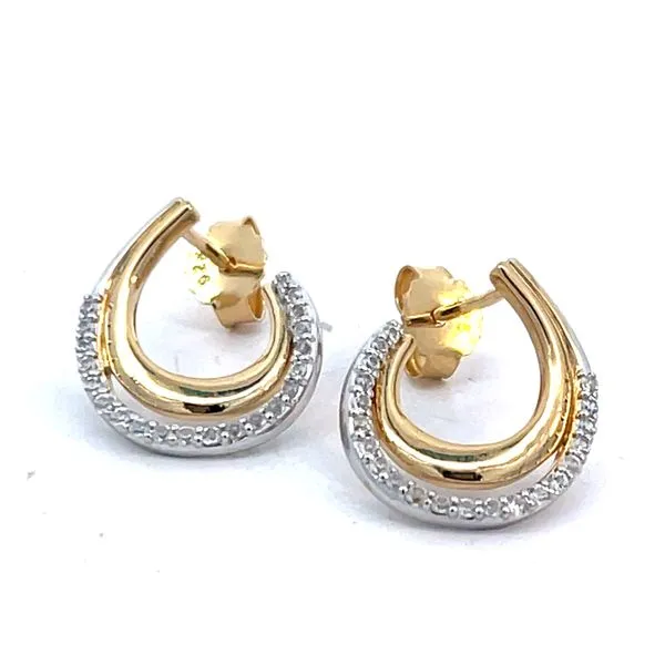 Sterling Silver 2 Tone White Sapphire Earrings Charles Frederick Jewelers Chelmsford, MA