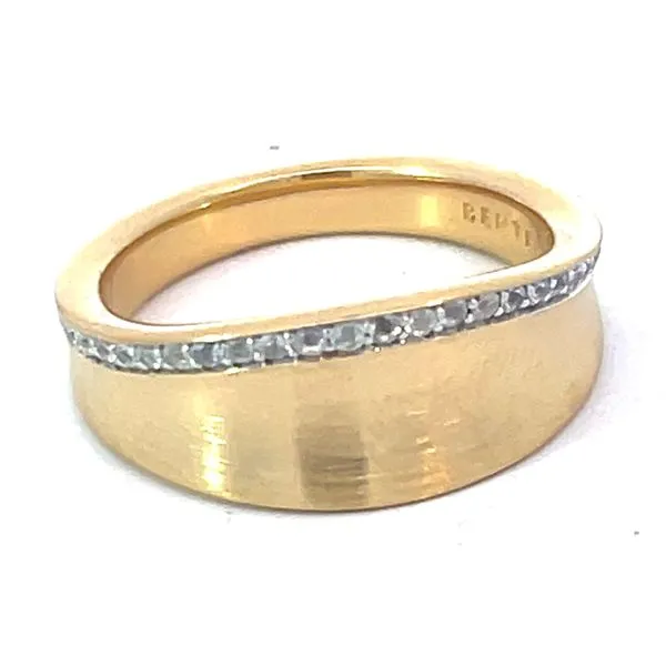 Sterling Silver White Sapphire Ring with Yellow Gold DIp Charles Frederick Jewelers Chelmsford, MA