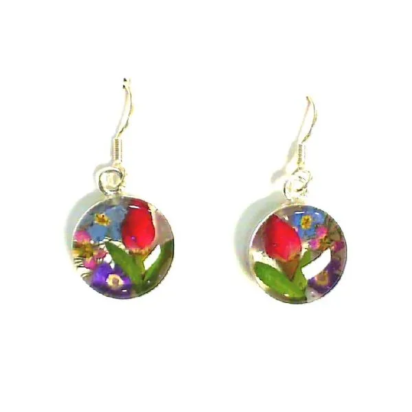 Ss Real Flowers In Acrylic Dangle Earrings Charles Frederick Jewelers Chelmsford, MA
