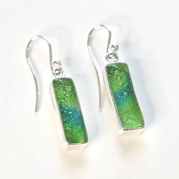 Sterling silver earrings with Hand Blown Glass, handmade Charles Frederick Jewelers Chelmsford, MA