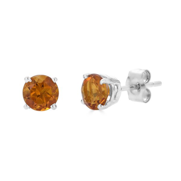 Sterling 5mm Citrine Stud Earrings Charles Frederick Jewelers Chelmsford, MA