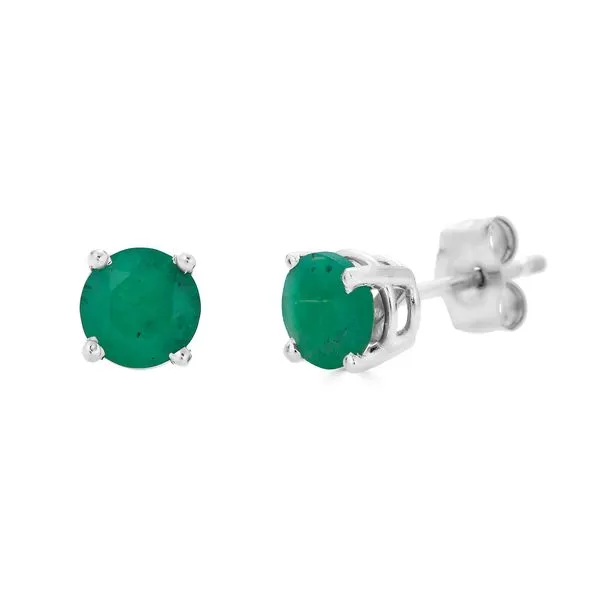 Sterling 5mm Created Emerald Stud Earrings Charles Frederick Jewelers Chelmsford, MA
