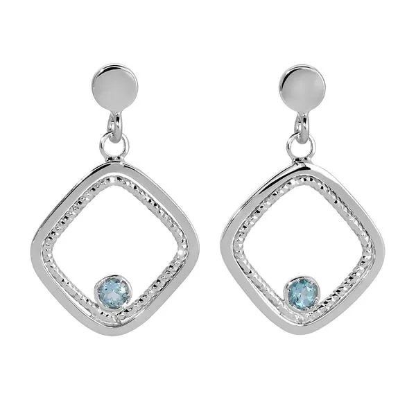 Frederick Duclos Sterling Silver And Blue Topaz Square Ea...