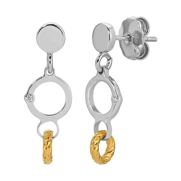 Frederick Duclos Sterling Silver + Yellow Gold Plated Interlock Halfpoint Tdw Earrings Charles Frederick Jewelers Chelmsford, MA