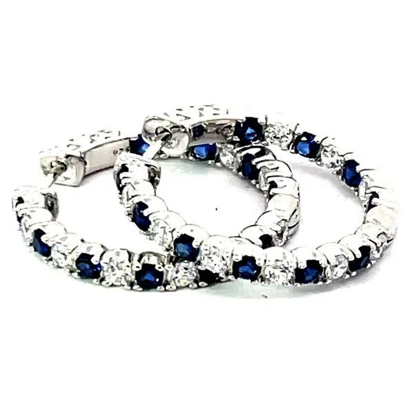 Sterling Silver Simulated Blue Sapphire and Simulated Diamond Hoop Earrings Charles Frederick Jewelers Chelmsford, MA