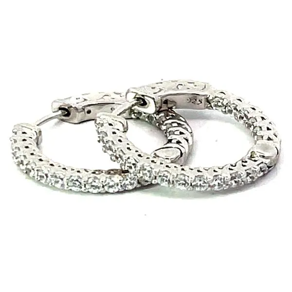 Sterling Silver Small Simulated Diamond Hoops Charles Frederick Jewelers Chelmsford, MA