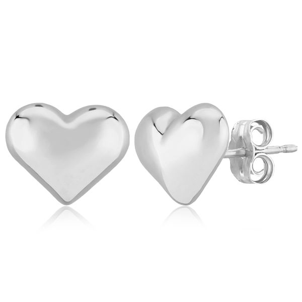 Sterling Silver 10mm Puffed Heart Earrings 001-645-04889 | Charles