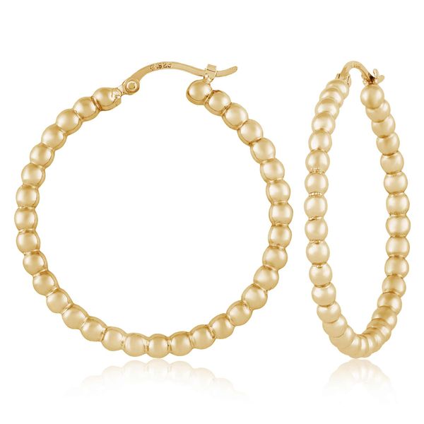 Sterling Silver Vermeil Medium Bead Hoop Charles Frederick Jewelers Chelmsford, MA