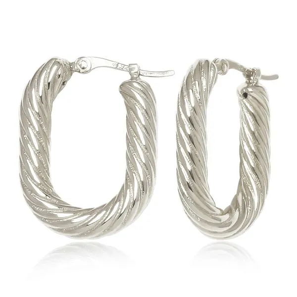 Sterling Silver Oval Spiral Hoops Charles Frederick Jewelers Chelmsford, MA