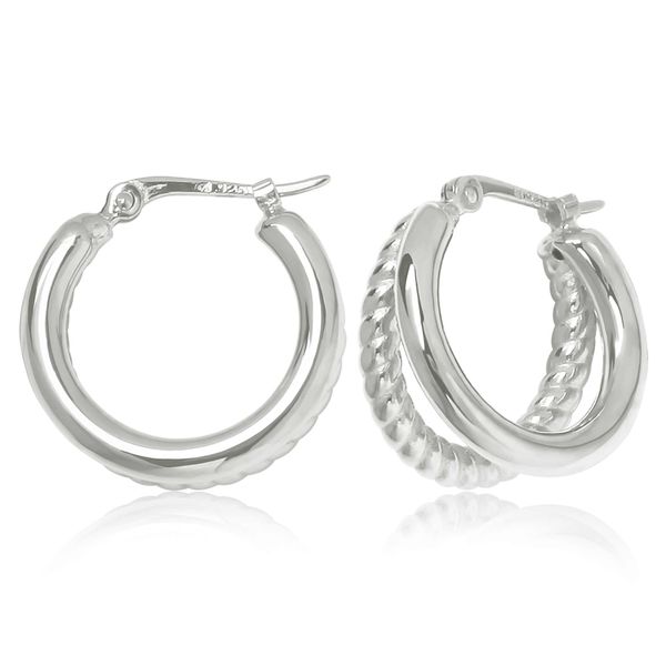 Sterling Silver Double Tube with Twist Hoops Charles Frederick Jewelers Chelmsford, MA