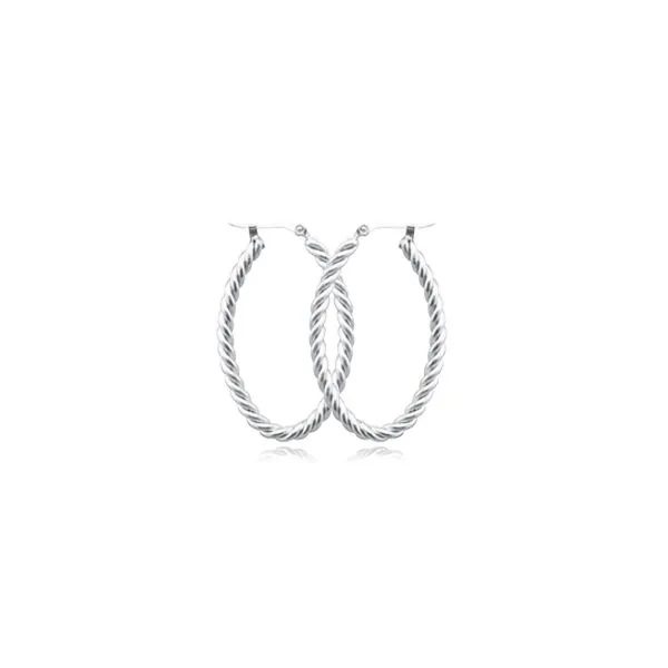 Sterling Medium Twisted Oval Hoop Earrings Charles Frederick Jewelers Chelmsford, MA