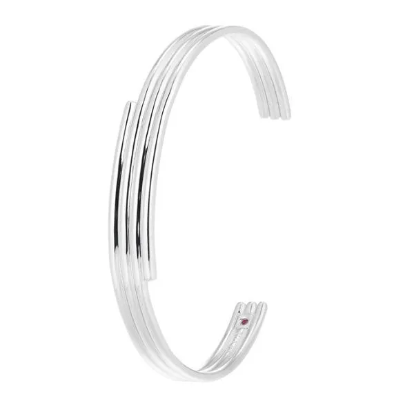 This Goddess Collection cuff bracelet in rhodium-plated sterling silver boasts a sleek, contemporary design with elegant, flowing lines for a timeless Charles Frederick Jewelers Chelmsford, MA