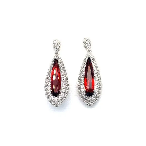 Sterling Garnet and White Topaz Earrings Charles Frederick Jewelers Chelmsford, MA