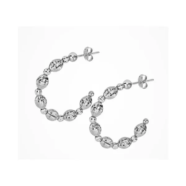 Silver Earrings with hand-assembled bead chain Charles Frederick Jewelers Chelmsford, MA
