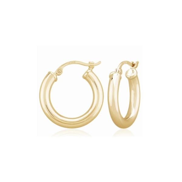 Sterling Silver Vermeil Hoops 3x18mm Charles Frederick Jewelers Chelmsford, MA