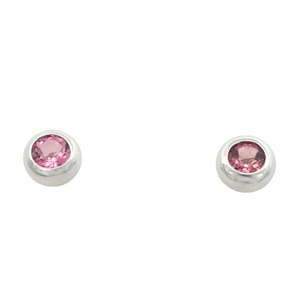 SS Pink Tourmaline Bezel Set Earrings Charles Frederick Jewelers Chelmsford, MA