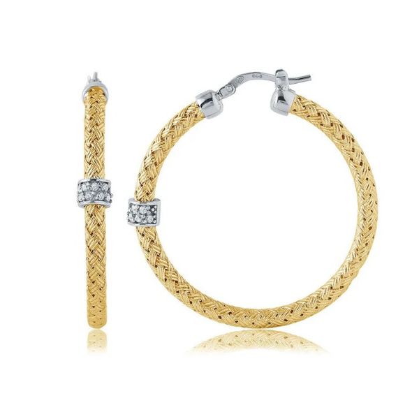 Sterling Silver 3Mm Mesh Earrings With Cz Charles Frederick Jewelers Chelmsford, MA