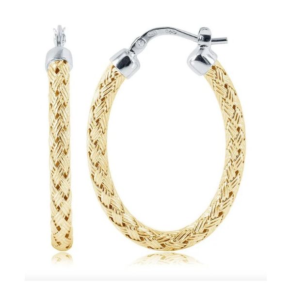 Sterling Silver 3mm Mesh Earrings with gold Charles Frederick Jewelers Chelmsford, MA