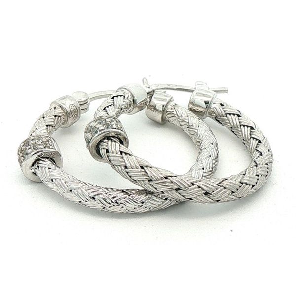 Sterling Silver Mesh 3Mm Hoops With Cz Charles Frederick Jewelers Chelmsford, MA
